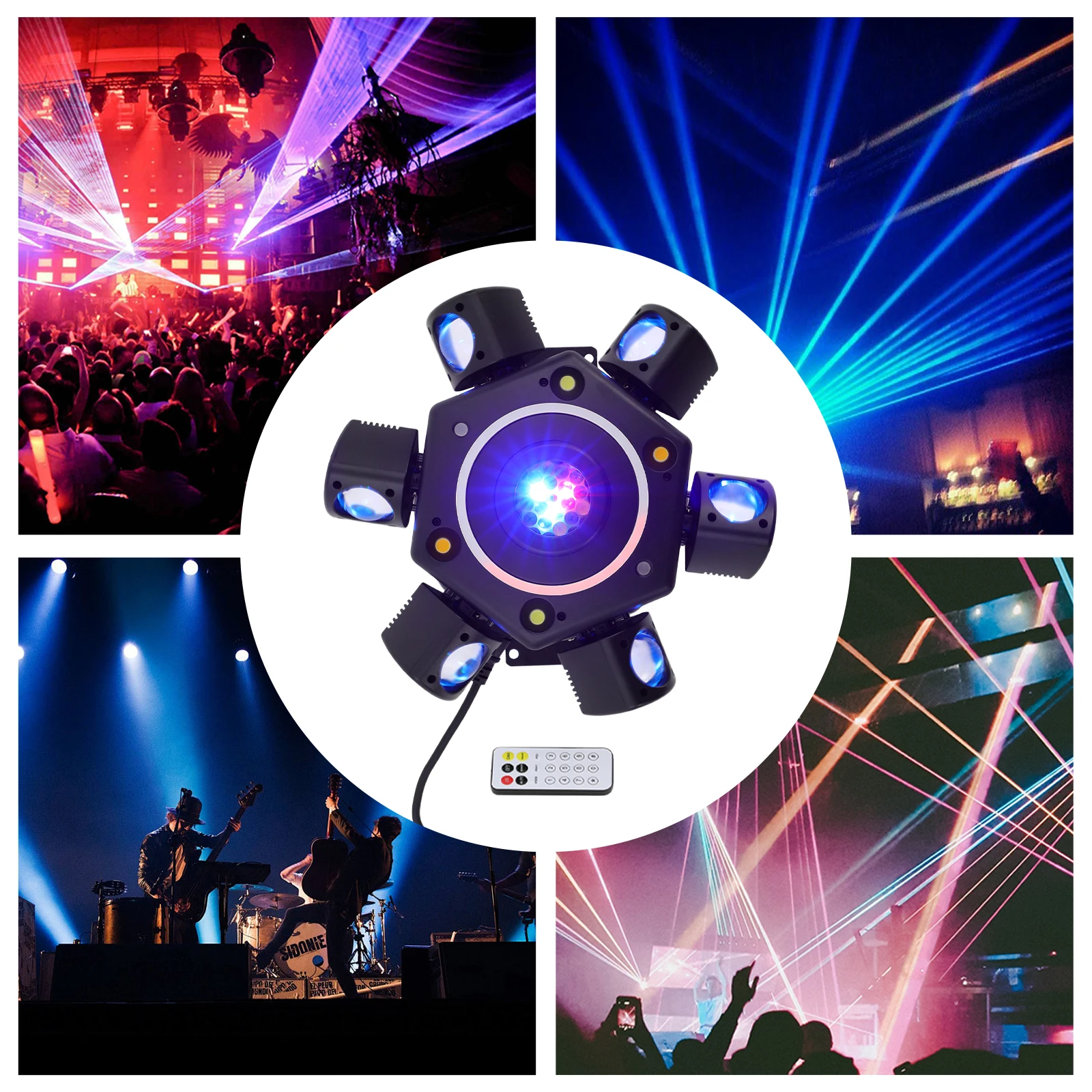 100W RGBW ステージライト、レーザー＆ストロボ付き、24CH DMX512 サウンドアクティブLEDエフェクトライト、DJパーティー、バー、クラブ向け