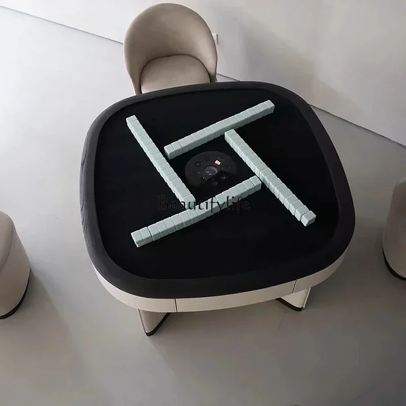 

LJY*light luxury electric mahjong tables and chairs minimalist cream style automatic mahjong table