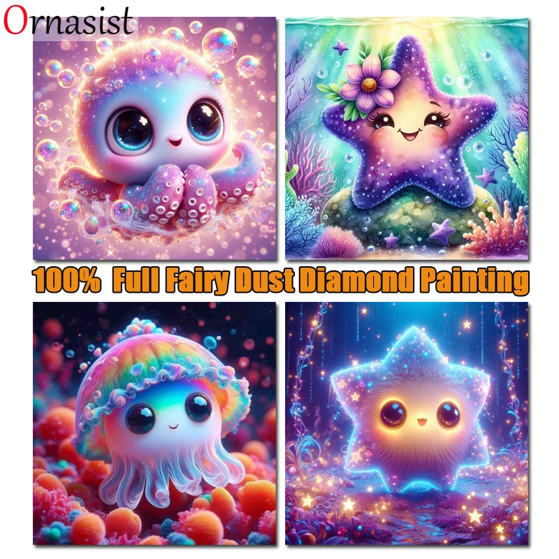 

Мультфильм Медуза Полный Кристалл Алмазная Картина Животное Осьминог Набор 5D DIY Фея Пыль Алмазная Мозаика Искусство Вышивка Крестом