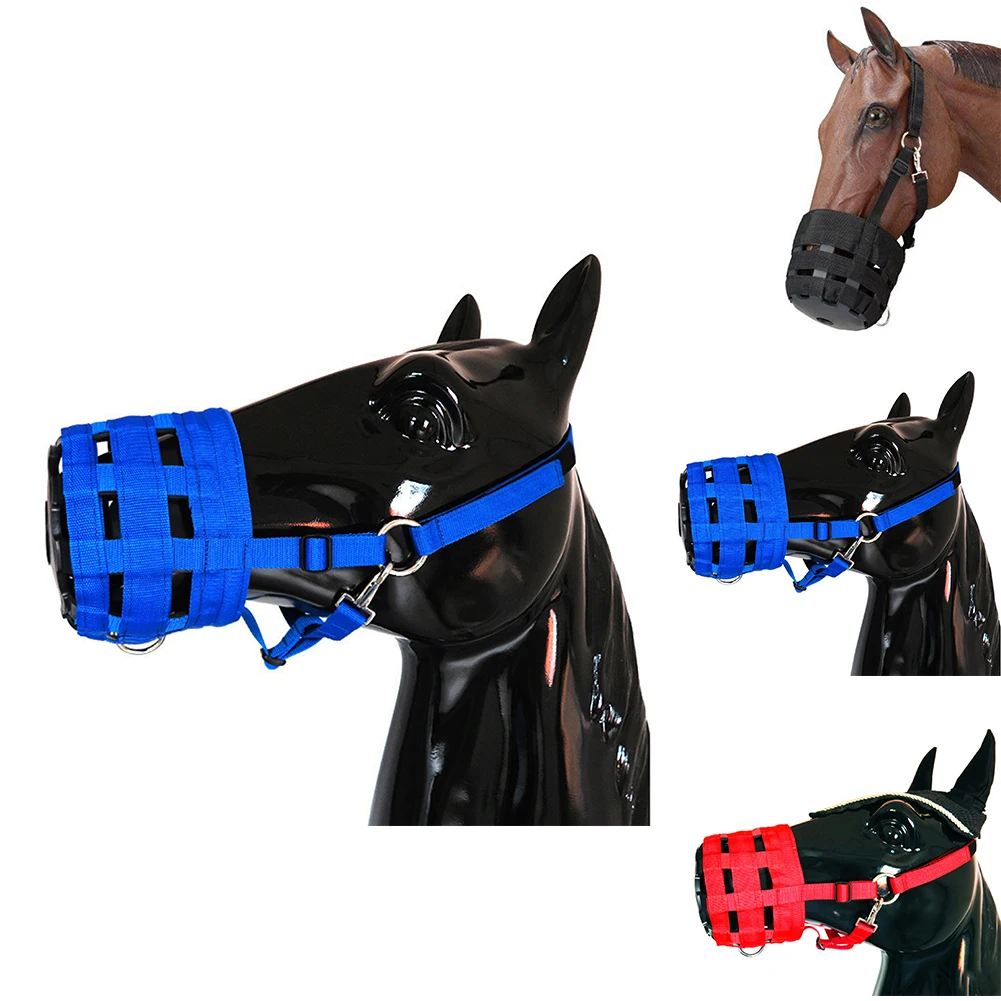 Horse Grazing Muzzle With Chin Neck Pads Easy Breath PP Grazing Muzzle Durable Comfortable Grazing Muzzle For Horses