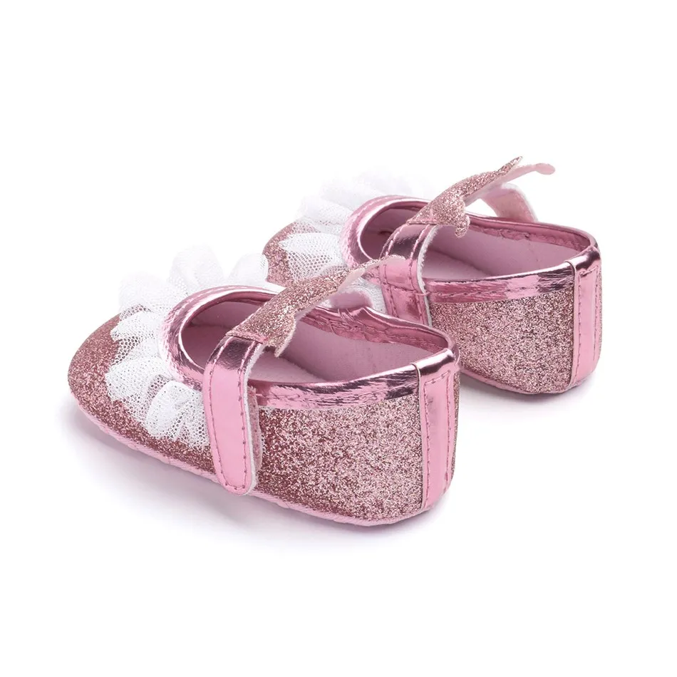 Baby Prewalker Kids Birthday Spring Hook and Loop First Walker Girl PU Leather Soft Sole Glitter Slipper Newborn Mary Jane Flats