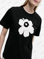 New Summer Women Pure Cotton T Shirts A Flower Printed T-Shirt Graphic Unisex Brand Clothes High Quality Fashion Casual Tops