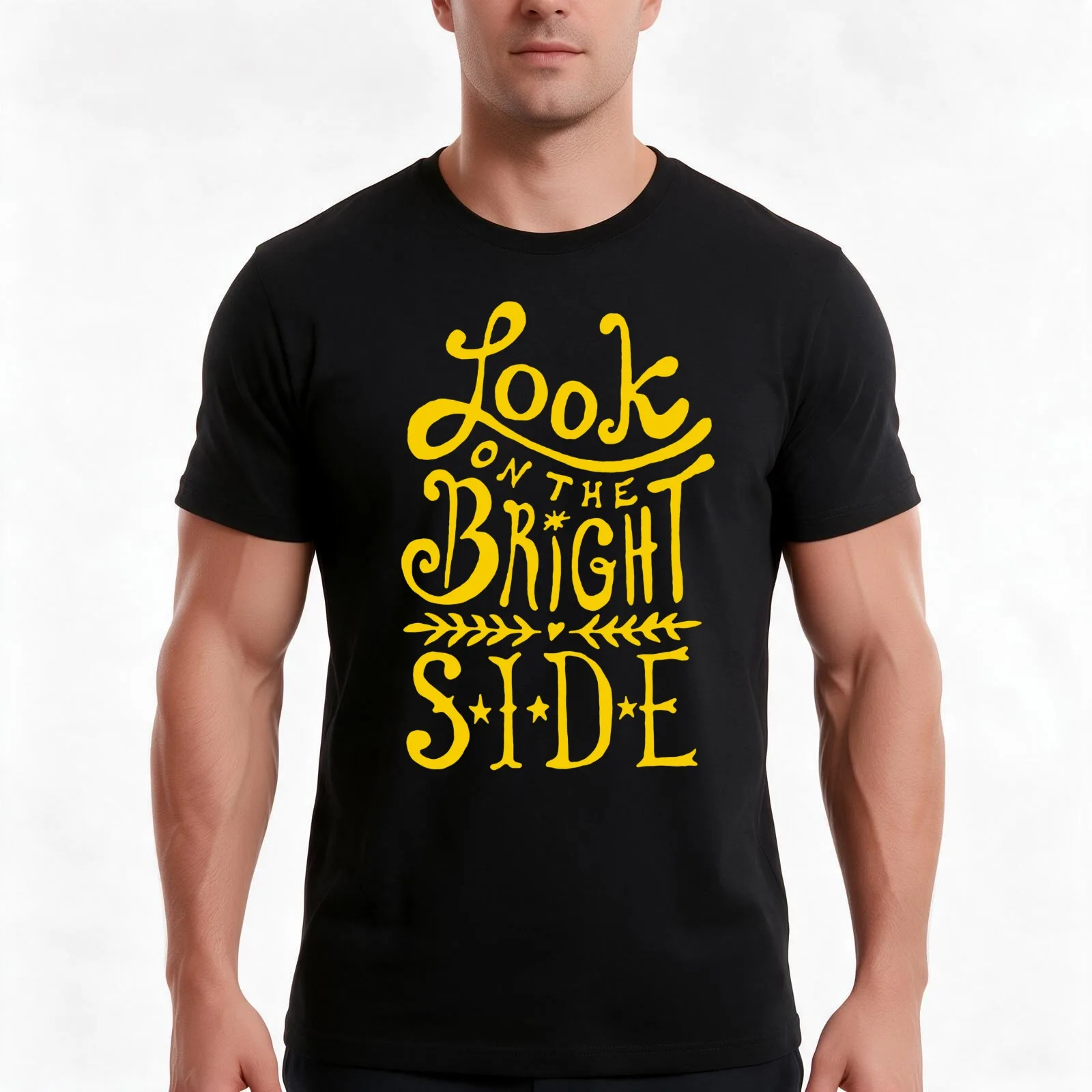 Look On The Bright Side T-Shirt, Summer Casual Cotton Tee, Oversized Streetwear Tops, Vintage Graphic Print, Unisex Men Women