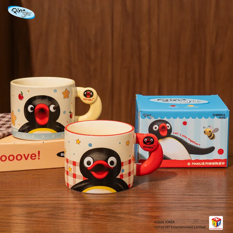 Qingu Pingu Penguin Ceramic Coffee Mug Large Capacity Aesthetic Irregular Drinking Cup For Home Office Birthday Souvenir Gift