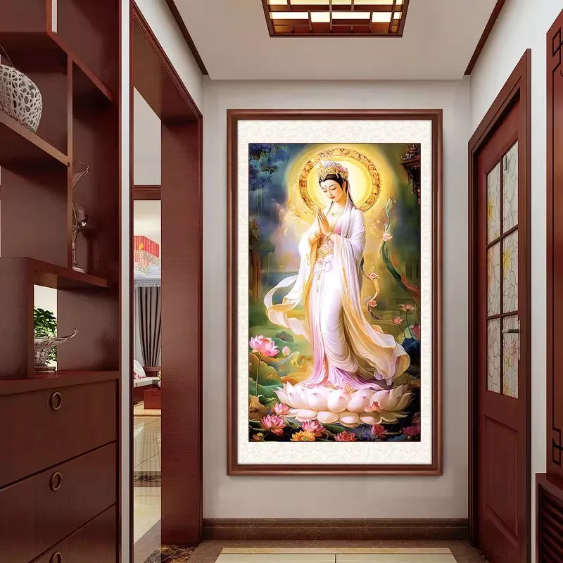 buddha 9CT 11ct Printed Needlework,DIY Living Room Printed Cross Stitch,Sets For Embroidery Kit Full Cotton/Silk Threads