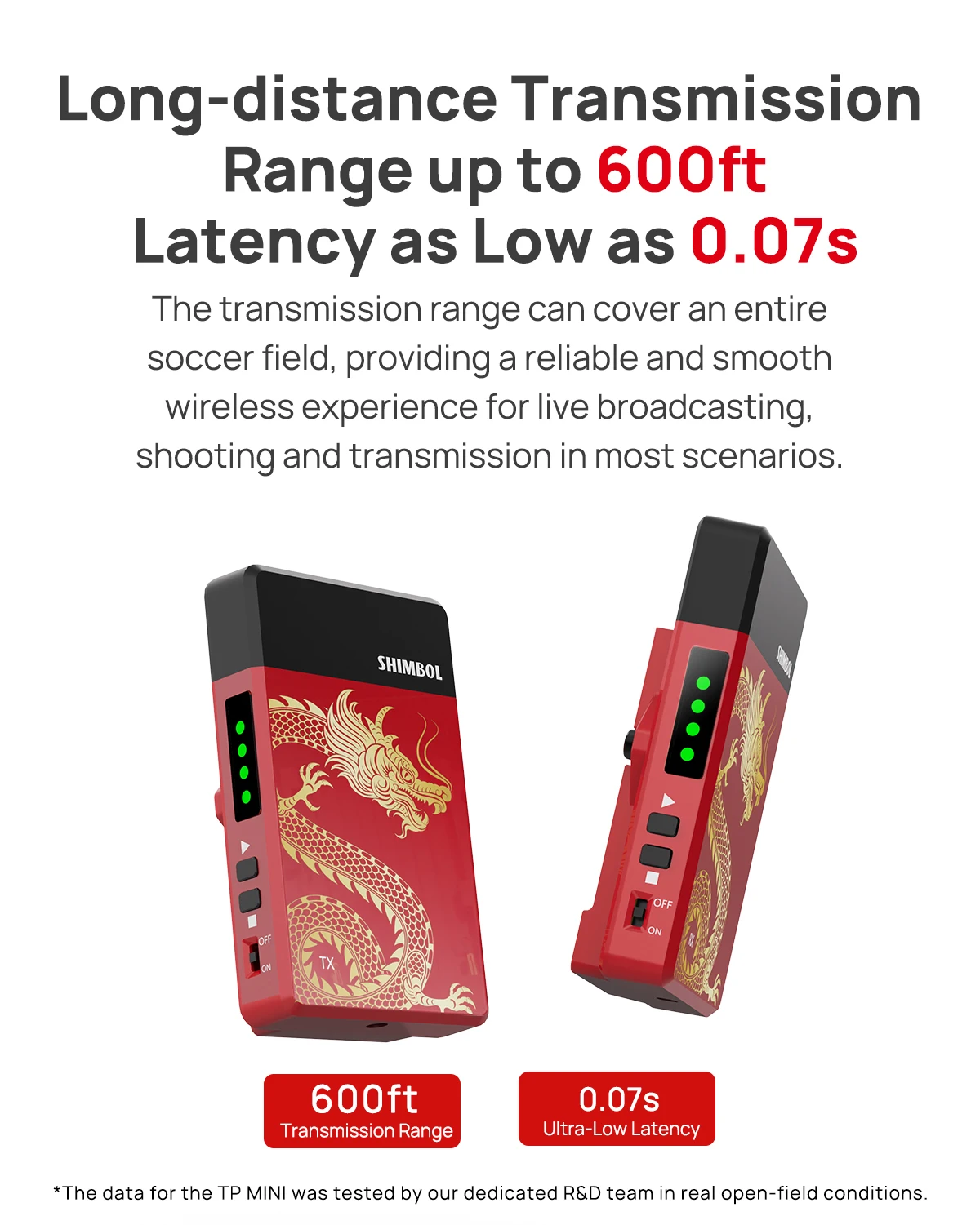 Shimbol TP ระบบส่งสัญญาณวิดีโอไร้สายขนาดเล็ก1080P ตัวรับสัญญาณรับภาพที่เข้ากันได้กับเครื่องอัดวิดีโอ