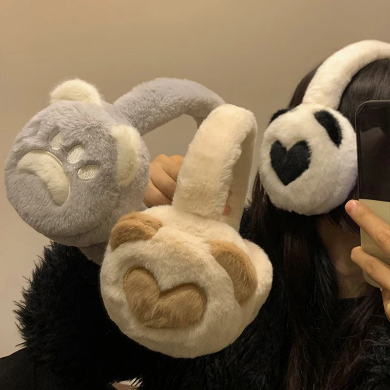 Lovely Claw Earmuffs Cartoon Plush Foldable Earcap Winter Outdoor Windproof Warm Thickened Ear Muffs for Women Furry Headband