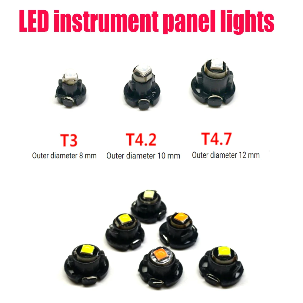 Automotive LED Dashboard Lights T3 T4.2 T4.7-3030-1SMD with Lens LED Dashboard Air Conditioning And Clock Bulbs