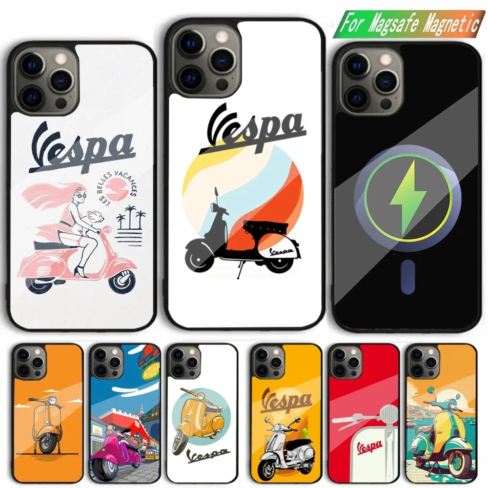 

V-Vespa Scooter Phone Case For iPhone 15,14,13,12,11,Plus,Pro,Max Mini Magsafe Magnetic Wireless Charging