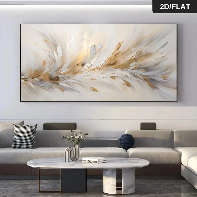 Extra Large Modern Abstract Feather Canvas Painting Wall Art Decor, Frameless Elegant Home Decorations, Wall Pictures Home Decor