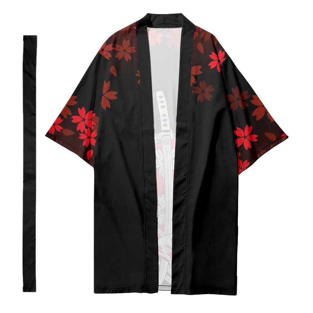 Anime Flower Fox Pattern Shirt Traditional Clothing Haori Sword Demon Cosplay Long Kimono Women Men Japanese Cardigan Yukata