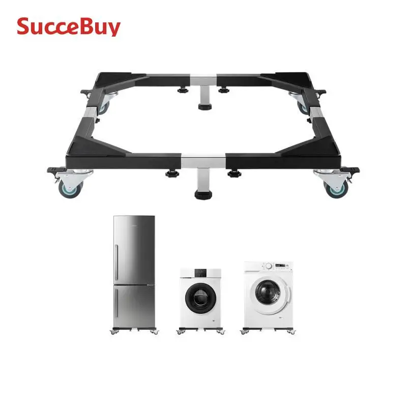 

SucceBuy 1200 lbs Fridge Stand Mobile Base with 8 Locking Twin Wheels 23-36.6in Adjustable Furniture Dolly for Washing Machine