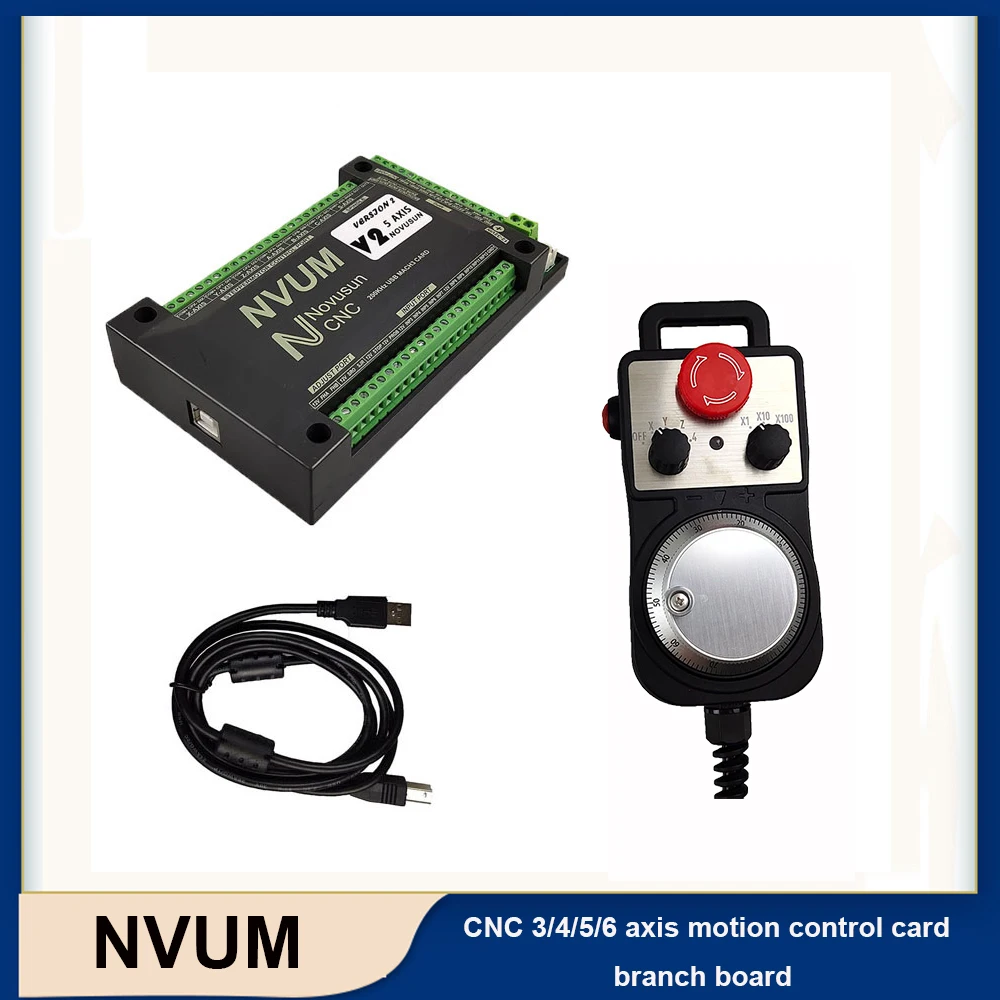 cnc kit USB mach3 control card NVUM V2.1 200K 3456 axis motion controller 6 axis emergency stop electronic handwheel DC 75W24V