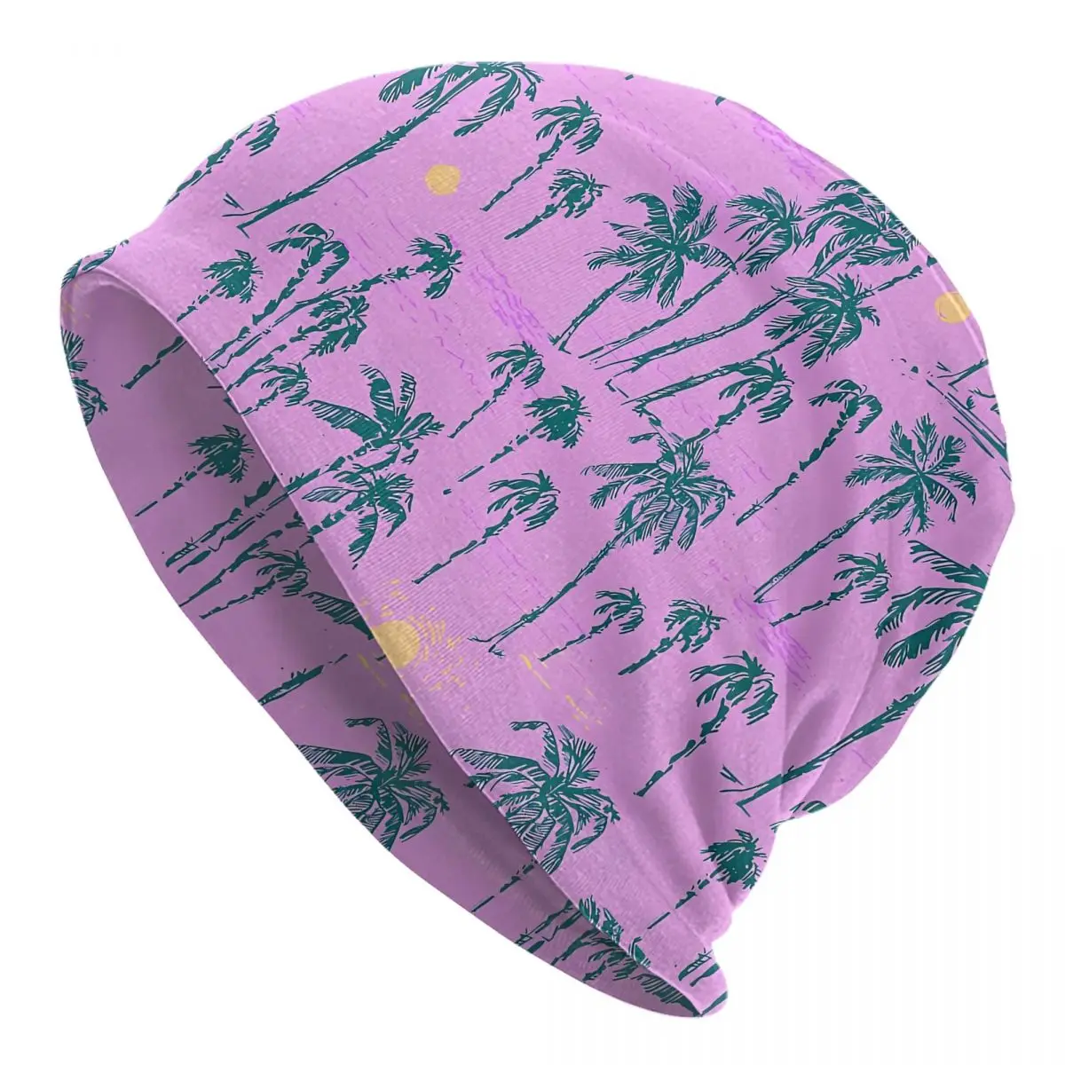 Bright Palm Tree Beach Tropical Autumn Female Thin Beanies Double Used Warm Bonnet Hats