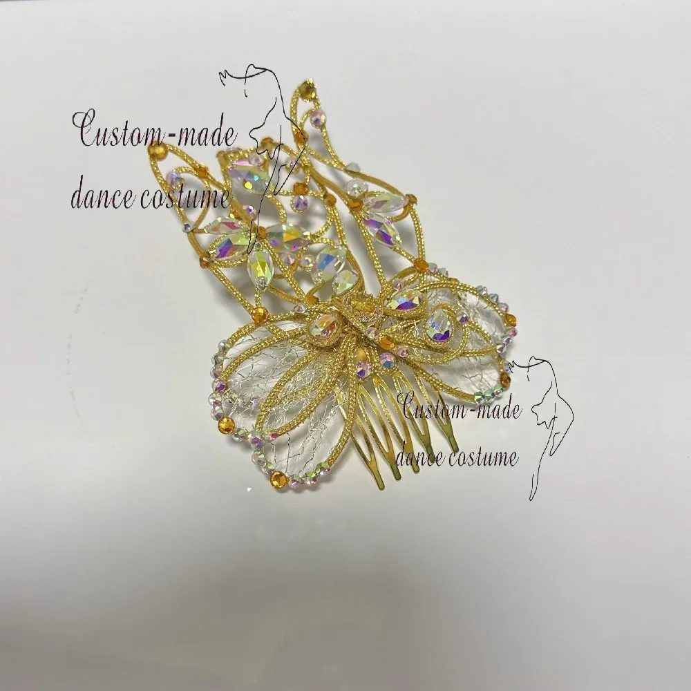 Headpiece de competição de balé, headpiece de variação de carnaval veneziano, pente de cabelo Paquita, feito à mão personalizado