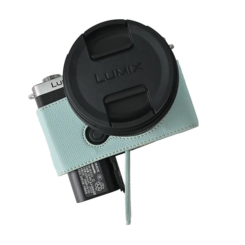 Custodia a metà corpo in pelle PU modello palmo per Panasonic Lumix S9 Coperchio inferiore magnetico per fotocamera con apertura della batteria