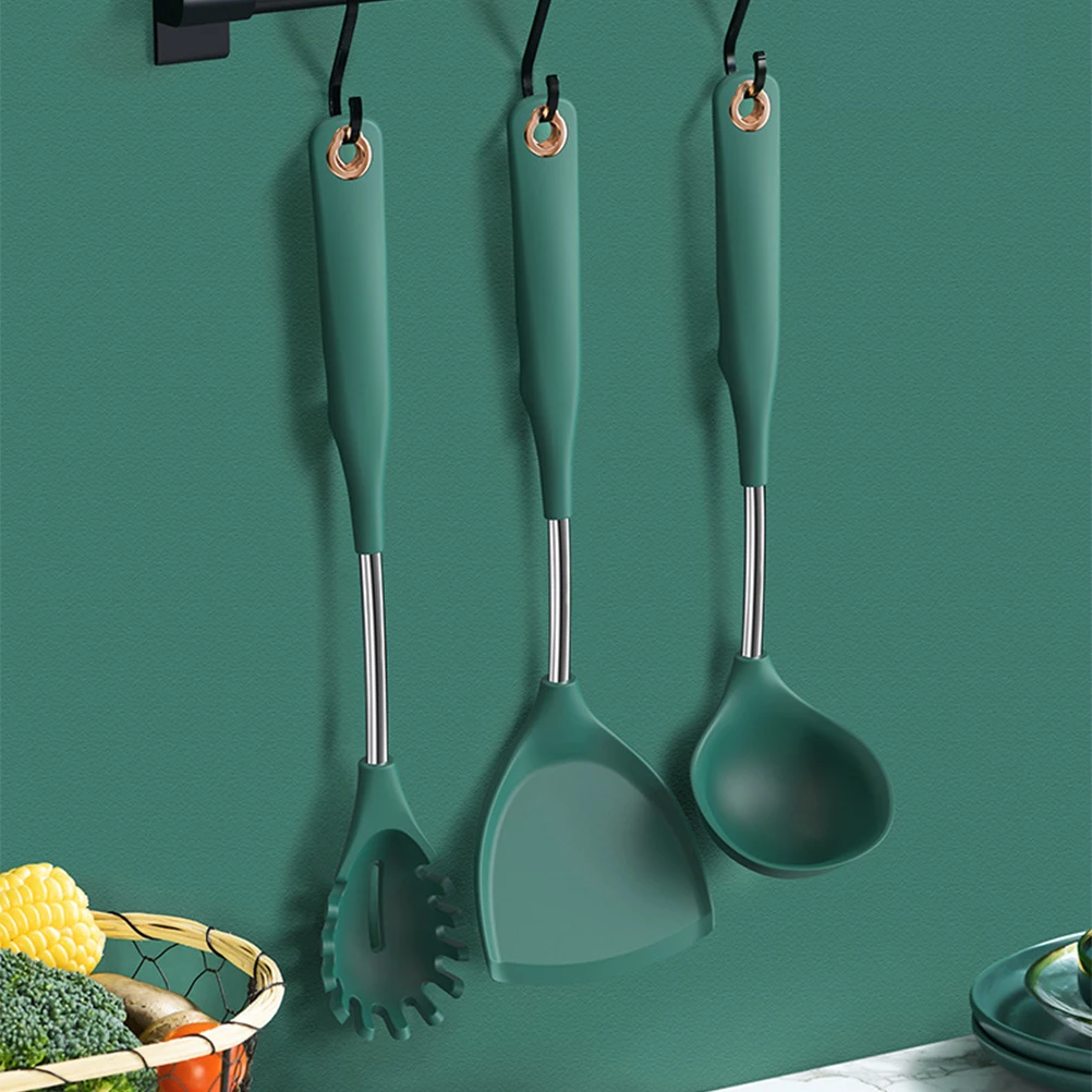 

Silicone Soup Ladle Long Handle Non-Stick Heat Resistant Kitchen Tool Home Use Lightweight Stainless Steel Handle
