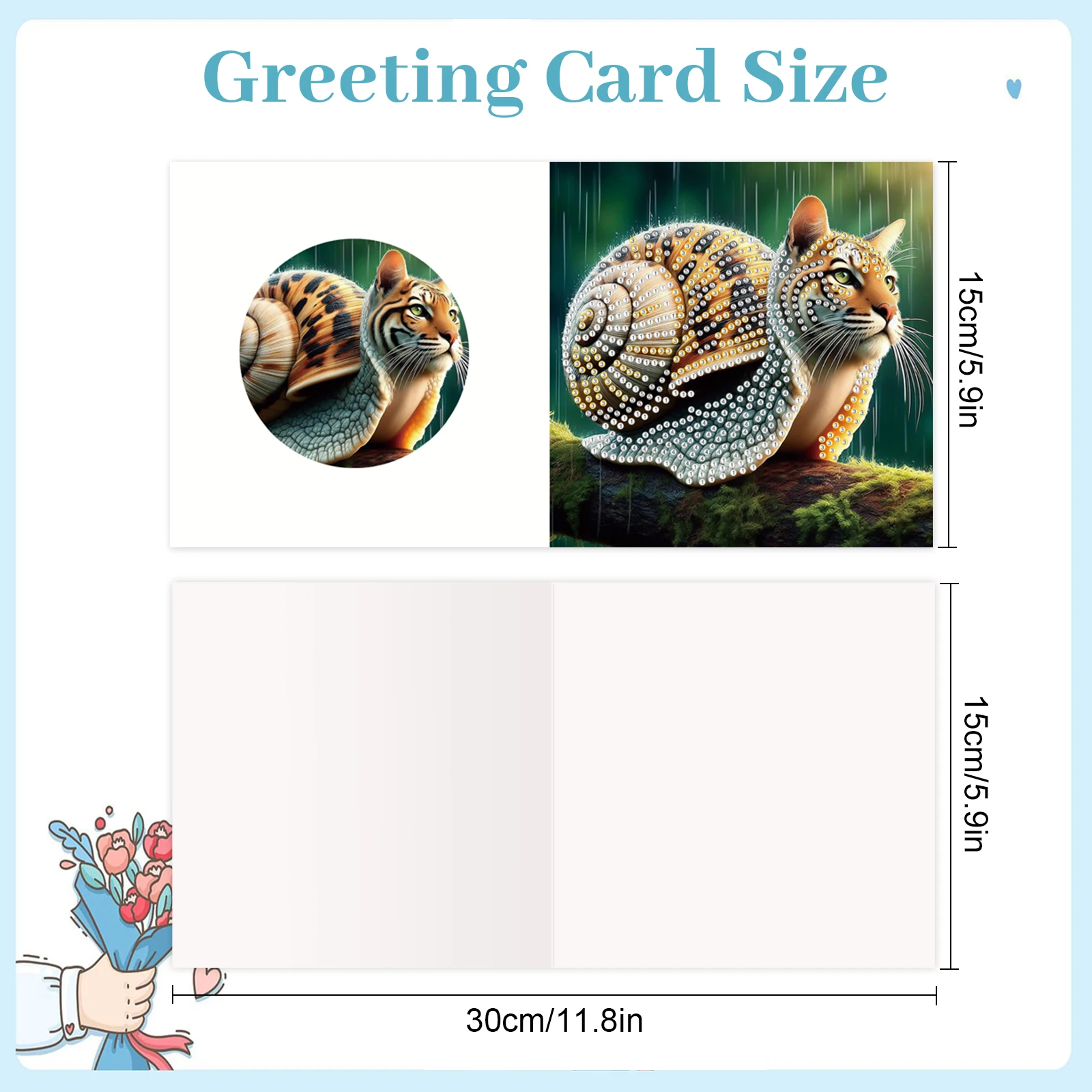 6 قطع من مجموعات بطاقات المعايدة للرسم الفني الماسي، بطاقات تهنئة لموضوع المهرجان مع مغلفات بطاقات عيد ميلاد حرفية ماسية هدية