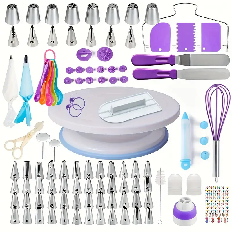 137PCS Cake Turntable Set Professional Cake Decorating Kit Tools Cake Baking Tool Cake Carving Accessories for Beginners&Experts
