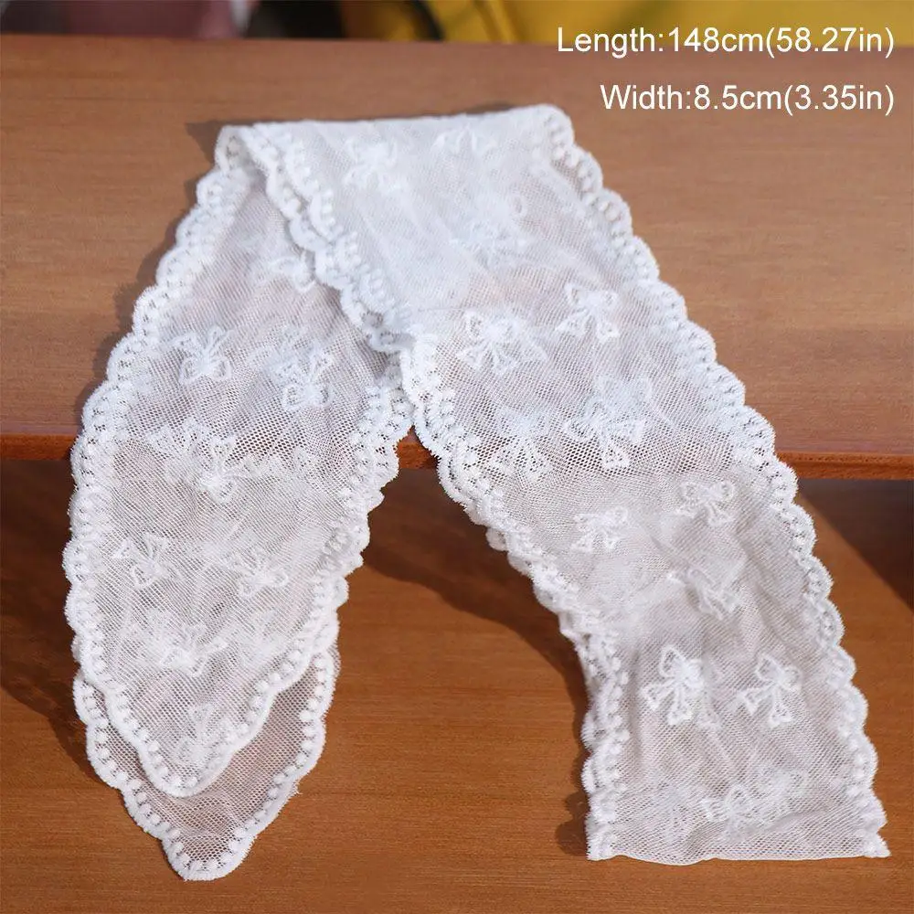 Кружевной шарф для волос в пасторальном стиле, мягкая накидка, элегантная повязка на голову с милым бантом, тюрбан, аксессуары, лента с вышивкой, ремешок для волос на открытом воздухе