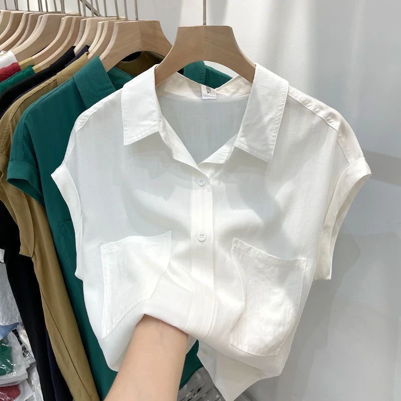 

Women's ort Sve irt Casual Thin Design Spring Autumn Faionable Top Commute Sle Regular Length Collar Single B...
