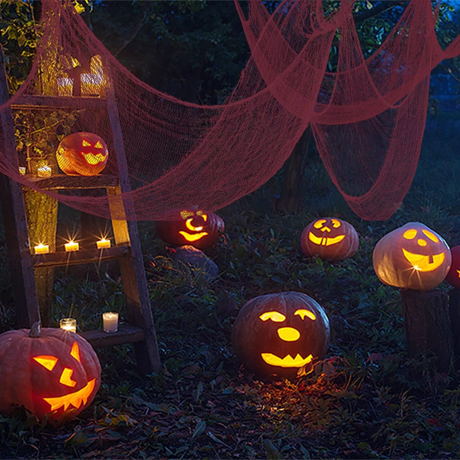 هالوين زاحف الشاش القماش الديكور داخلي في الهواء الطلق مخيف هالوين الشاش نسيج ديكور للمنزل جدار ساحة منزل مسكون الطرف #6