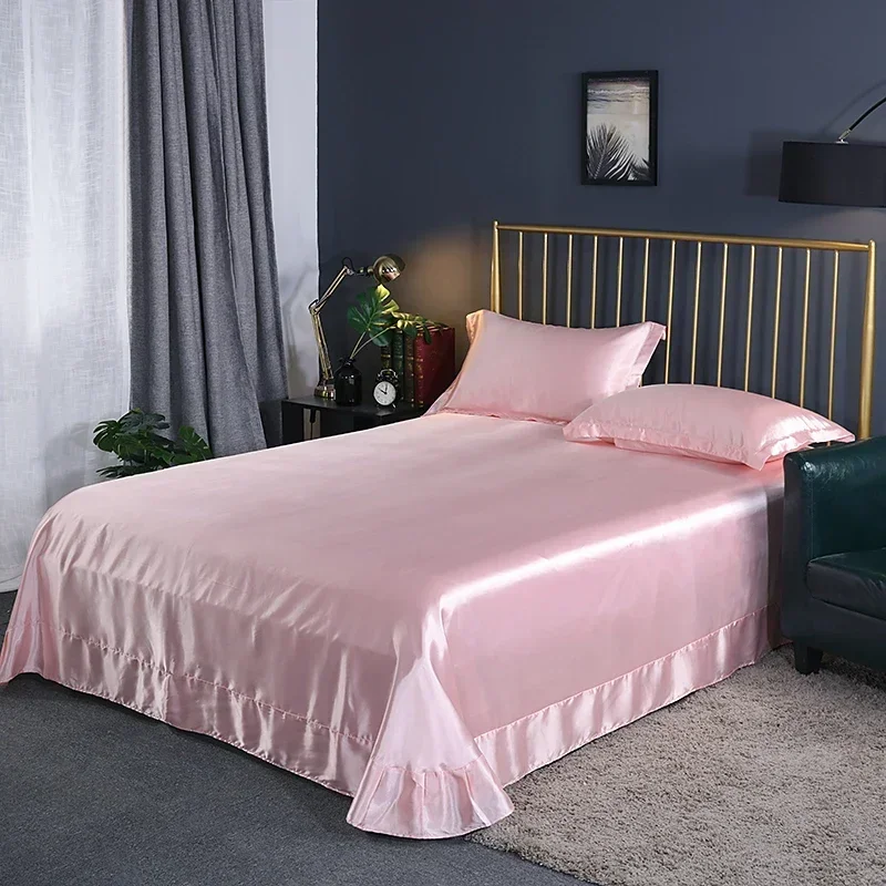 High-end Mulberry Silk Bed Sheet and Pillowcase or Only A Bedsheet Luxury Stain Silky Bed Sheet Set Queen Beautify Skin Bedsheet