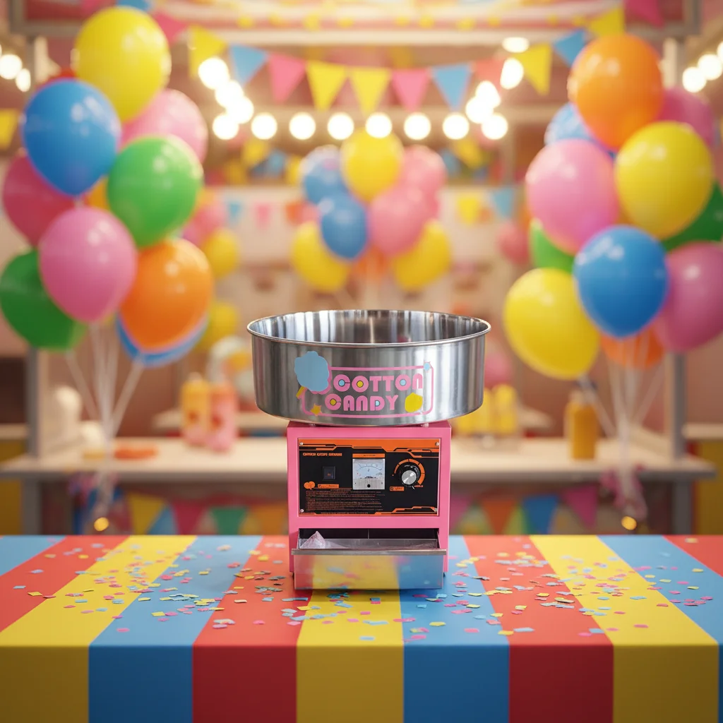 

Коммерческая электрическая машина для приготовления сахарной ваты с контейнером для сахара, новая.