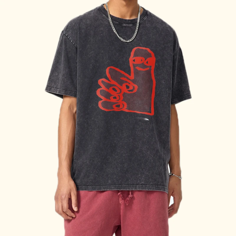 Summer Holiday Chic Tees Oversized Fashion Short Sleeve O-Neck Harajuku Abstract Hand Graphic Y2k Pure Cotton T-Shirts Males