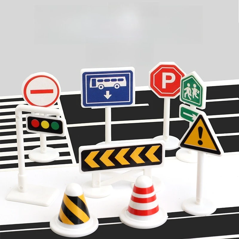

Детский набор игрушек-моделей для изучения дорожного движения, 10 предметов, ABS, дорожные знаки, знаки запрета на проезд на дорогах и автомагистралях