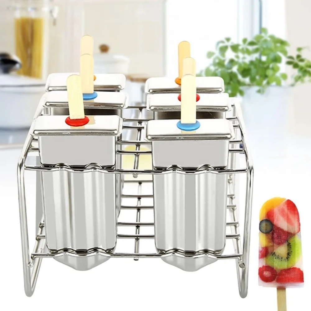 Durable Stainless Steel Popsicle Mold DIY Set Reusable Frozen Lolly Popsicle Maker Eco-friendly Ice Pop Maker Kitchen Tool