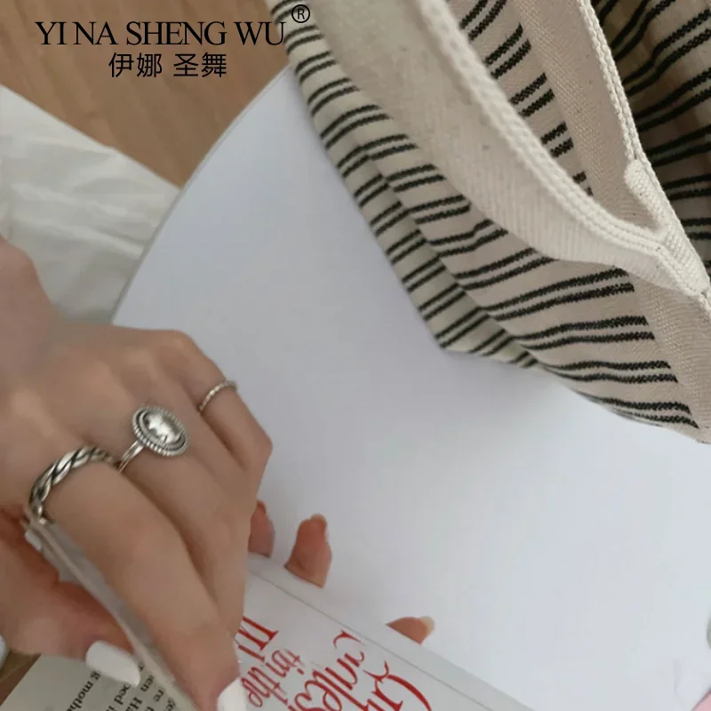 نسخة حلقة مفتوحة خفيفة فاخرة بيضاوية السبابة البنصر للنساء ريترو موضة شخصية تصميم تحسس هدايا عيد ميلاد الحفلات