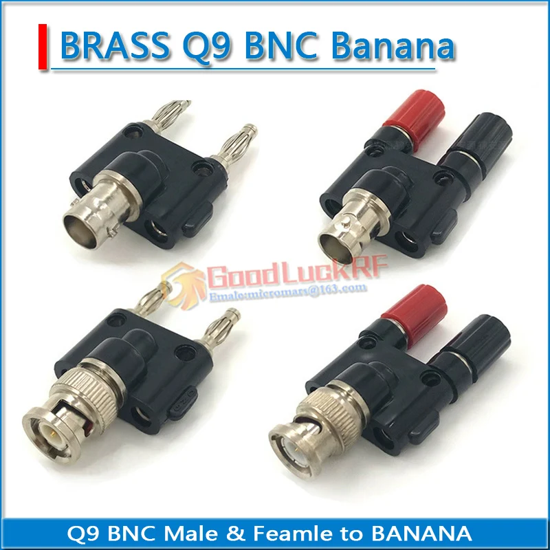 Bnc 3 Way Splitter Adapter Socket Metal + Plastic Y-Type Bnc Male Naar Dual Banana Man Jack Audio luidsprekerkabel 4 Mm Rf Adapter