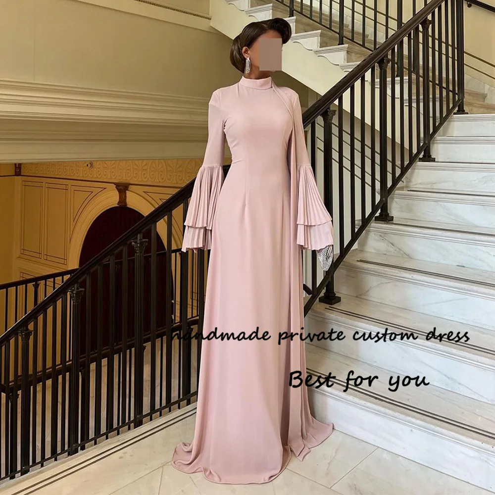 

Arabic Mermaid Evening Dresses for Women Long Sleeve High Neck Elegant Formal Dress Floor Length Dubai Evening Party Gowns