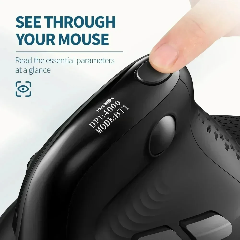 Imagem -04 - Delux-mouse sem Fio Polegar Roda M618xsd Oled Tela de Cristal Líquido Ratos Verticais Ergonômicos Escritório Modos