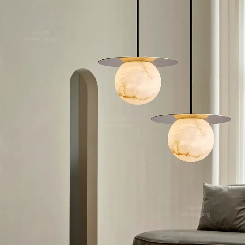 for Spanish Natural Marble Small Chandelier Bedroom Bedside Restaurant Bar Cream Style Snowflake Stone Lighting Fixture