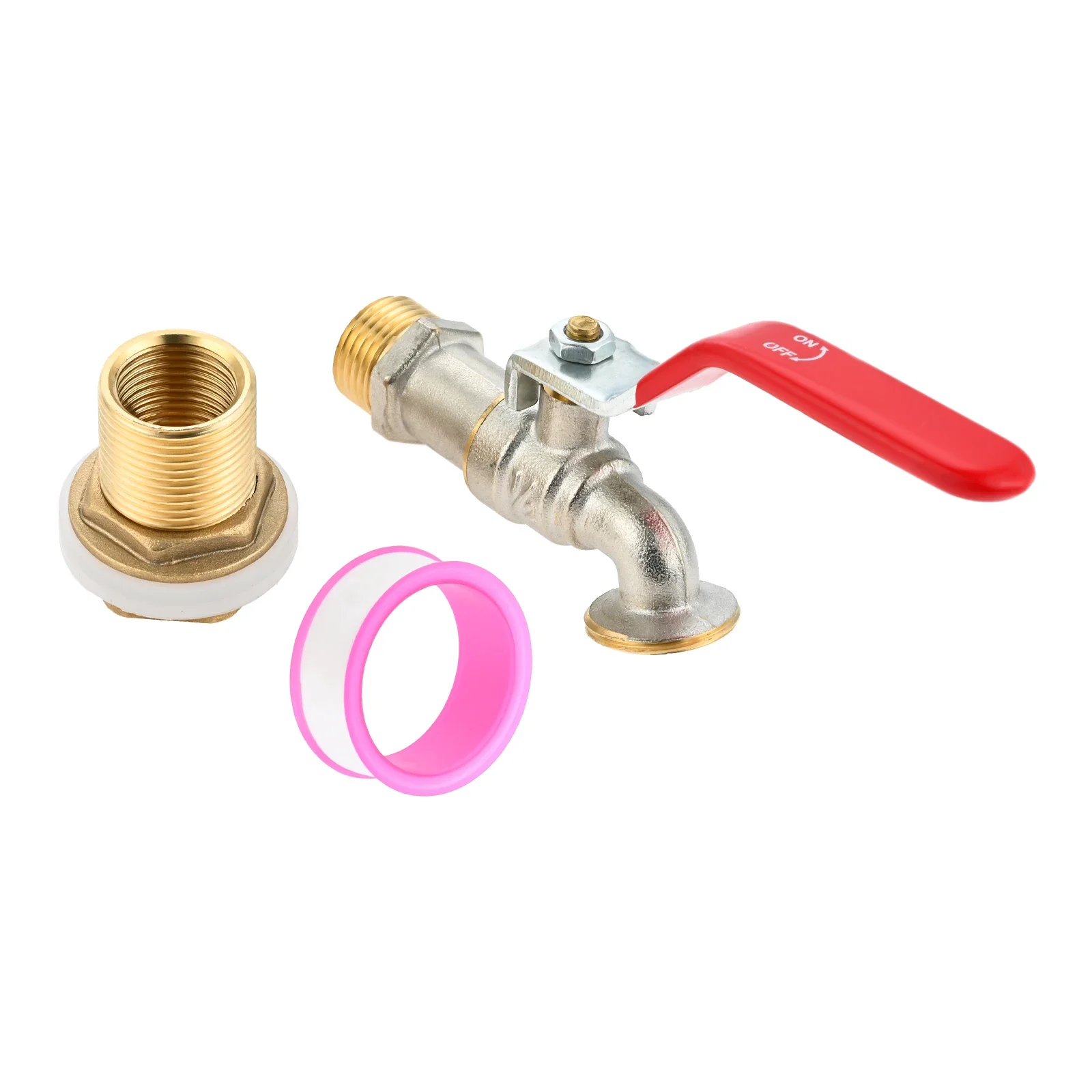 1/2 Inch Brass Rain Barrel Diverter Spigot with Bulkhead Fitting Water Leak-proof Gaskets Rust-free Garden Hose Hookup Tape Kit