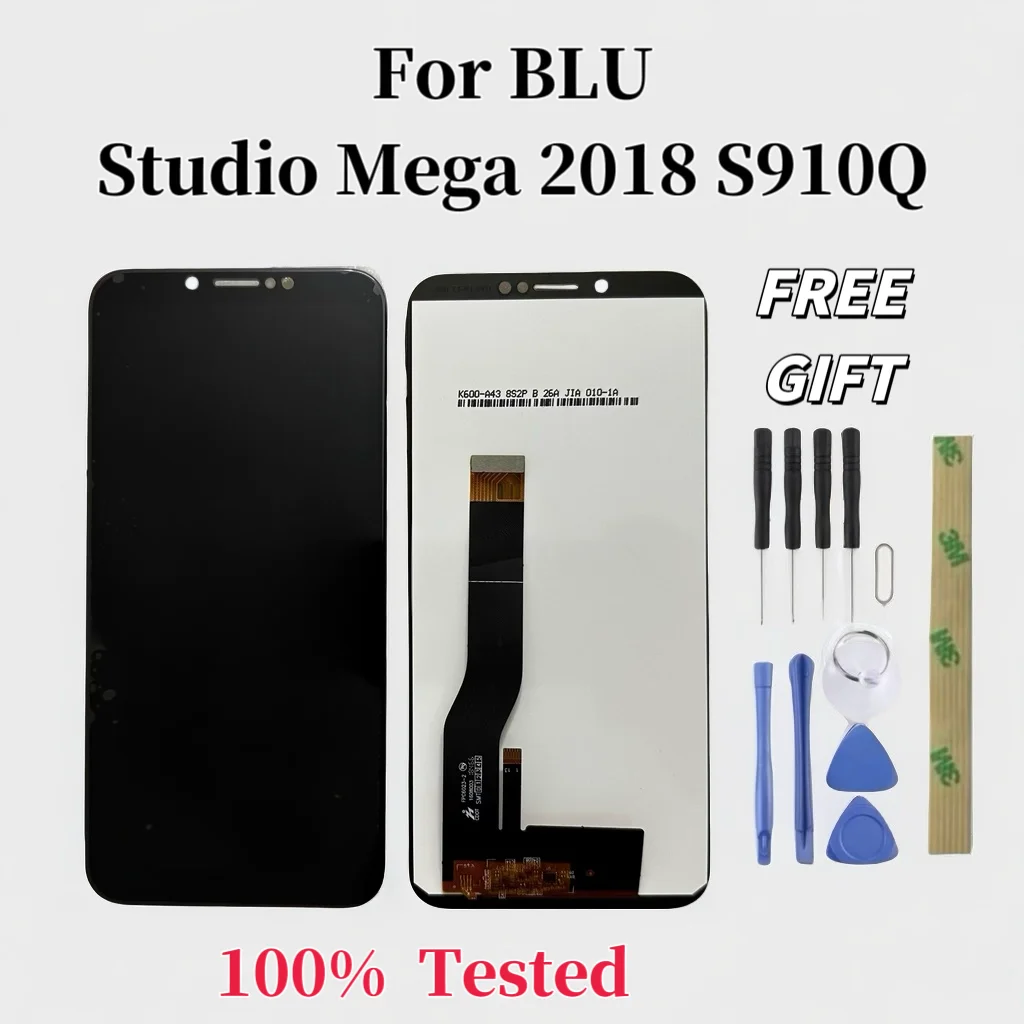 Pop nueva pantalla táctil Original pantalla LCD para Blu Studio Mega 2018 S910q piezas de repuesto + herramientas de desmontaje