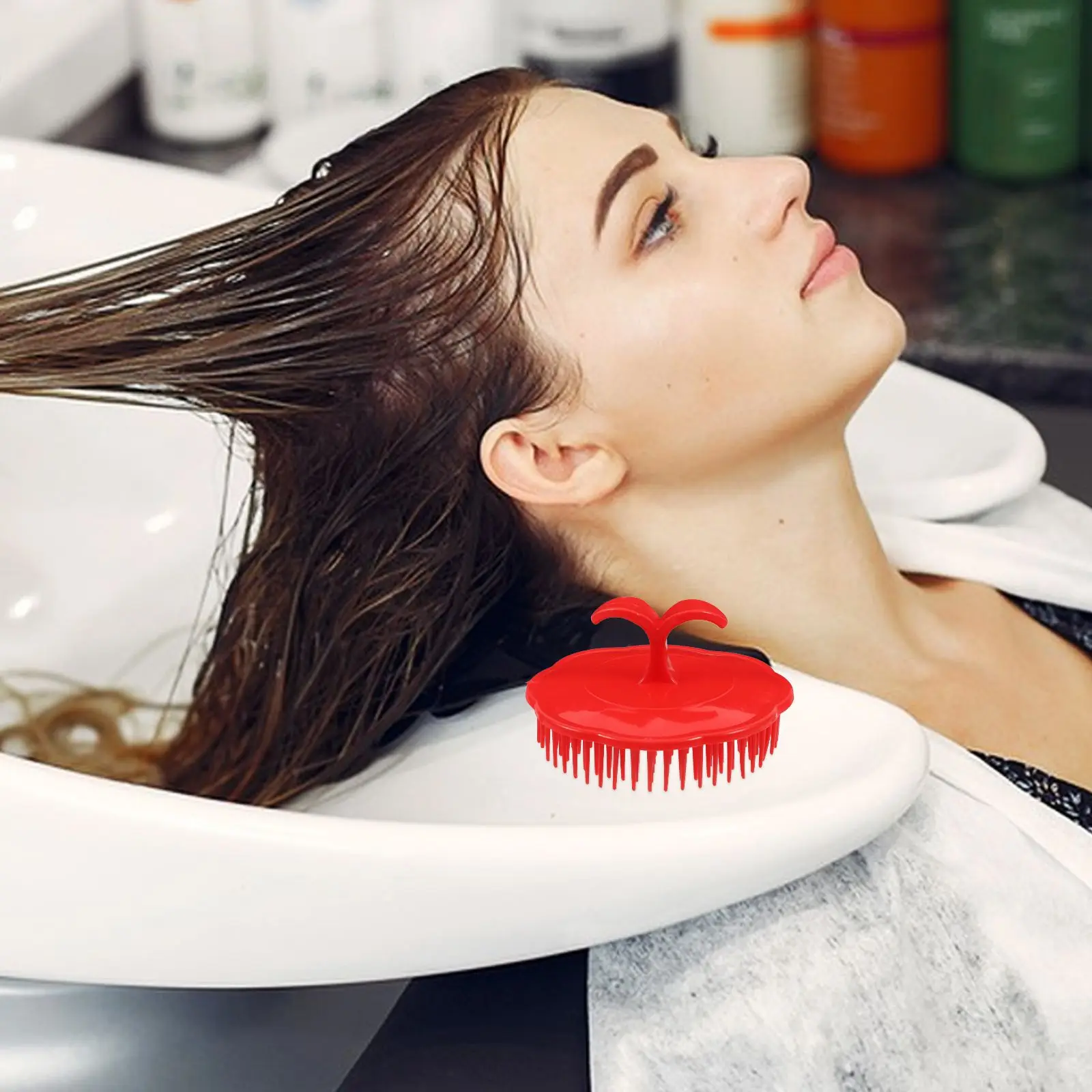 4 قطعة فرشاة غسيل الشعر تصميم دائري تدليك فروة الرأس شعيرات ناعمة شامبو بلاستيكي مثالي للمنزل والمكتب والسفر مقشر الشعر الرطب #6