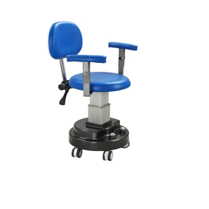 Electric ophthalmologist chair with adjustable armrests and backrest with battery can lift up and down blue mattress