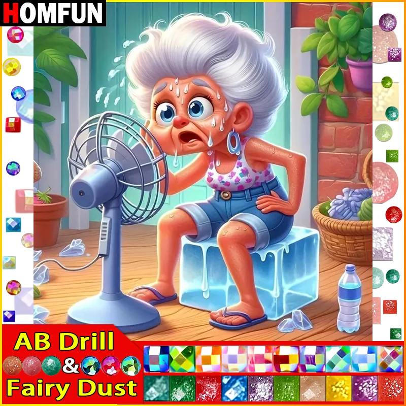 

HOMFUN Fairy Dust AB Алмазная вышивка DIY Набор алмазной живописи "Портрет женщина" 5D рукоделие Алмазное украшение дома