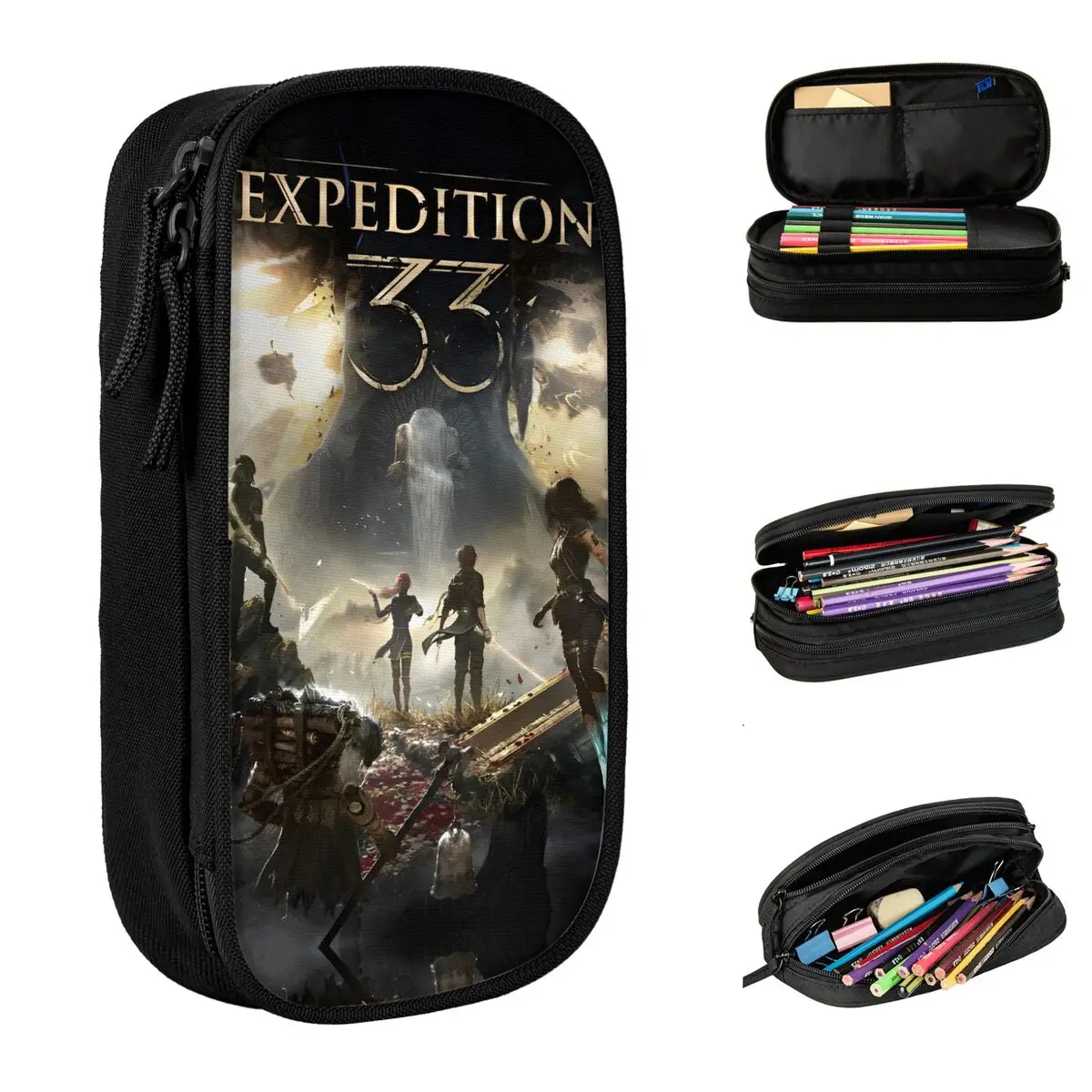 كلير سبكور إكسبيديشن 33 لعبة مقلمة مقلمة القلم للفتيات الفتيان سعة كبيرة حقيبة اللوازم المدرسية سستة القرطاسية