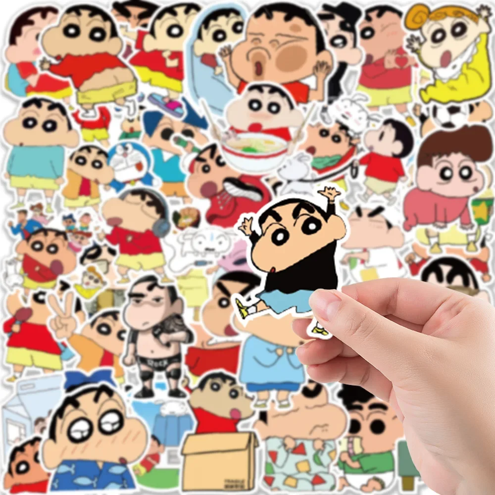 50pcs Japanese Cartoon Anime Cute and Funny Crayon Shinchan Stickers for Children