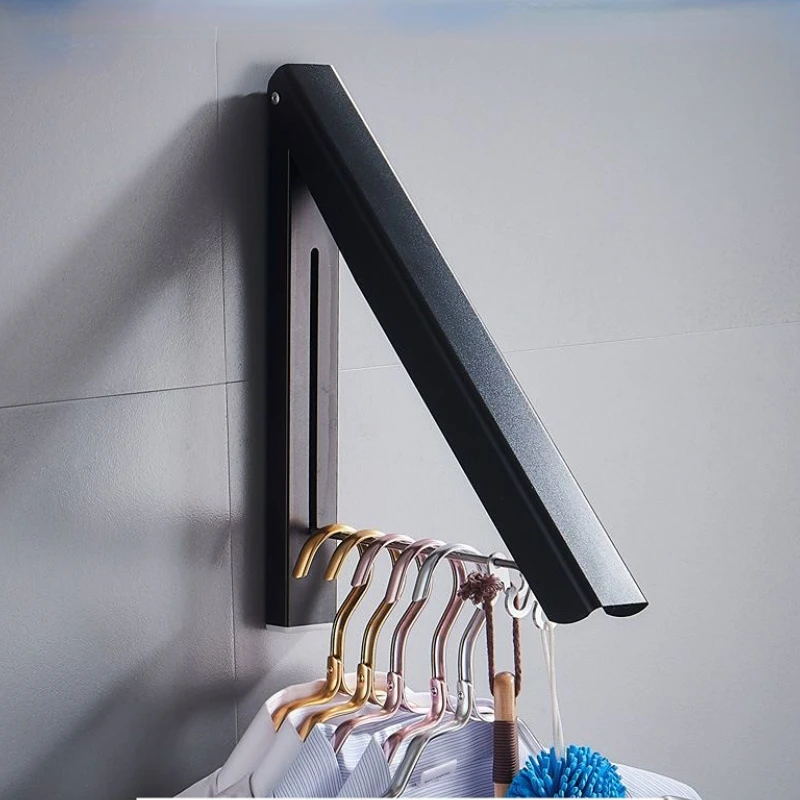 

Aluminum Folding Clothes Hanger Wall Mounted Retractable Clothes Rack Hanger Rack Save Space Coat Jacket Hat Hangers