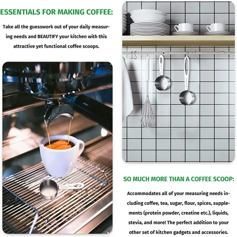 A13M 4 Pieces Coffee Scoop Tablespoon Stainless Steel Coffee Measuring Scoops for Coffee, Tea, Sugar and Milk, 30 Ml