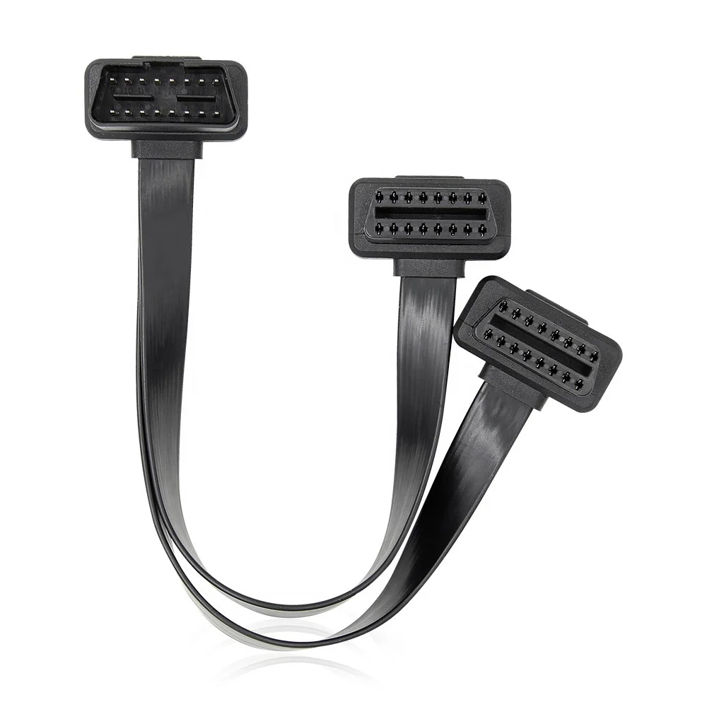 Factory Price 16pin OBD2 Flat Cable 30CM OBD2 Connection Cable 2IN1