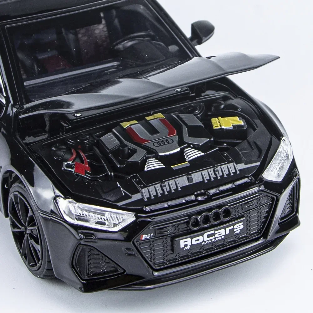 1:24 audi rs7 sportback合金ダイキャストおもちゃ車モデルホイールステアリング音と光の子供のおもちゃ収集可能な誕生日プレゼント