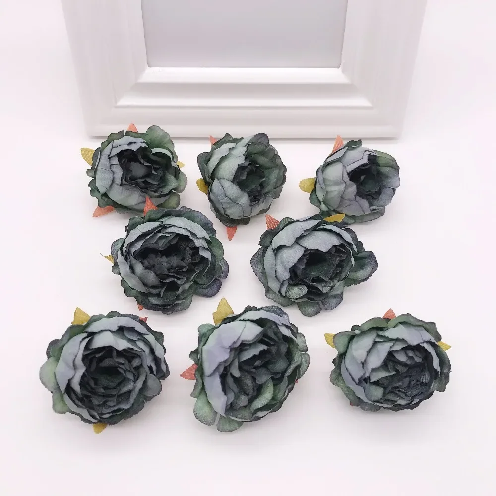 5pcs/lot 5cm High Quality Peony Flower Head Silk Artificial Flower Wedding Decoration DIY Garland Craft Flower