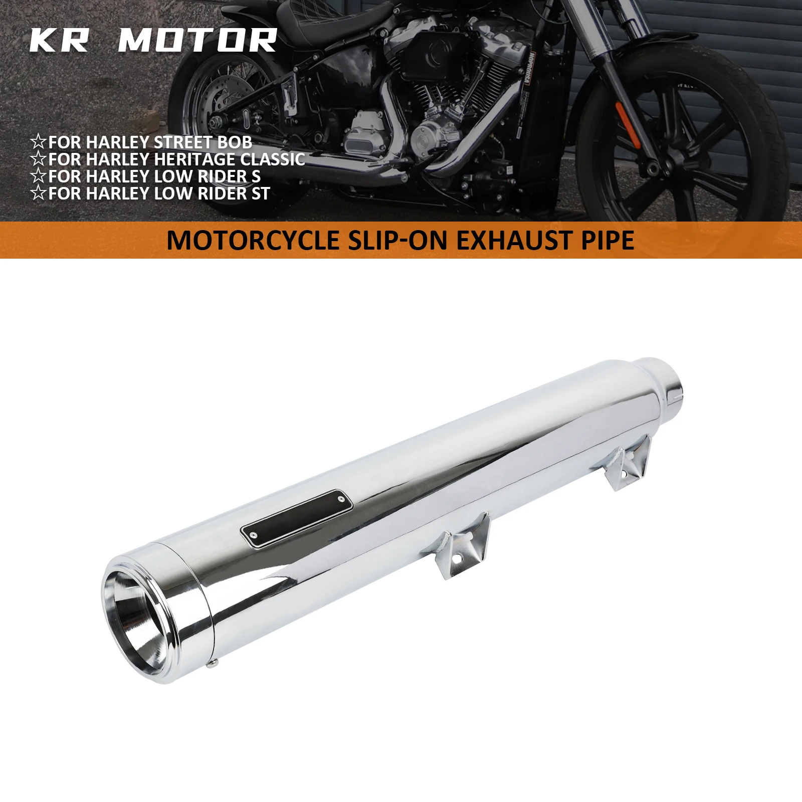 Slip-on Long Mufflers Exhaust Pipe Deep Sound Fits For Harley Street Bob Heritage Classic Low Rider S Low Rider ST 2025-2026
