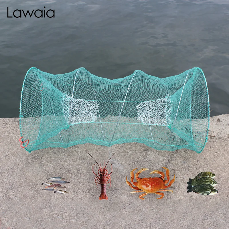 Lawaia Fishing Net Automatic Folding Fishing Cage Spring Folding Crab Cage Sea With Shrimp Cage Round Fishing Net Mesh Metal Net